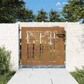 Cancello da giardino 85x75 cm in acciaio Corten e design in bambù