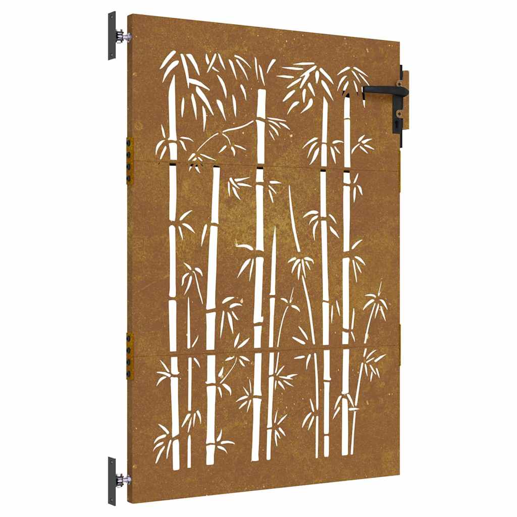 Cancello da giardino 85x125 cm in acciaio Corten e design in bambù