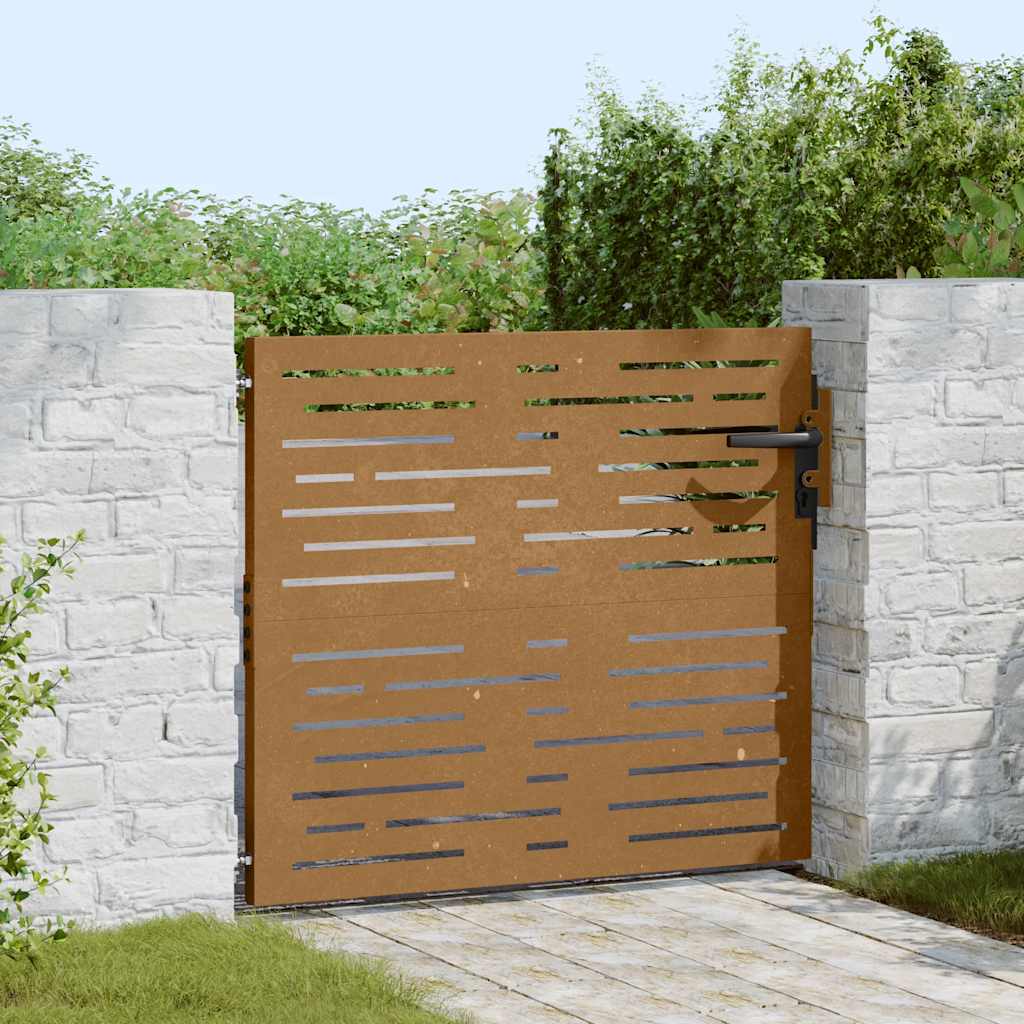 Cancello da giardino 85x75 cm in acciaio Corten design quadrato