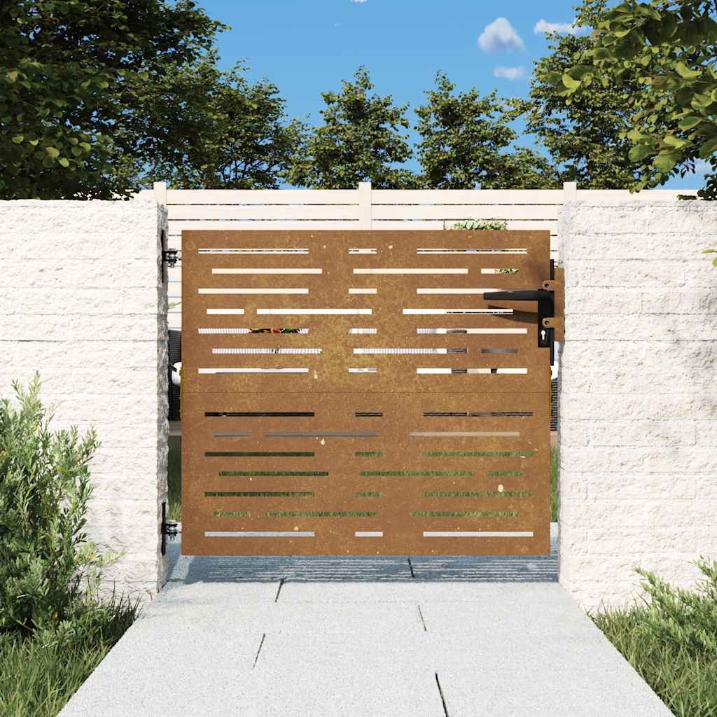 Cancello da giardino 85x75 cm in acciaio Corten design quadrato