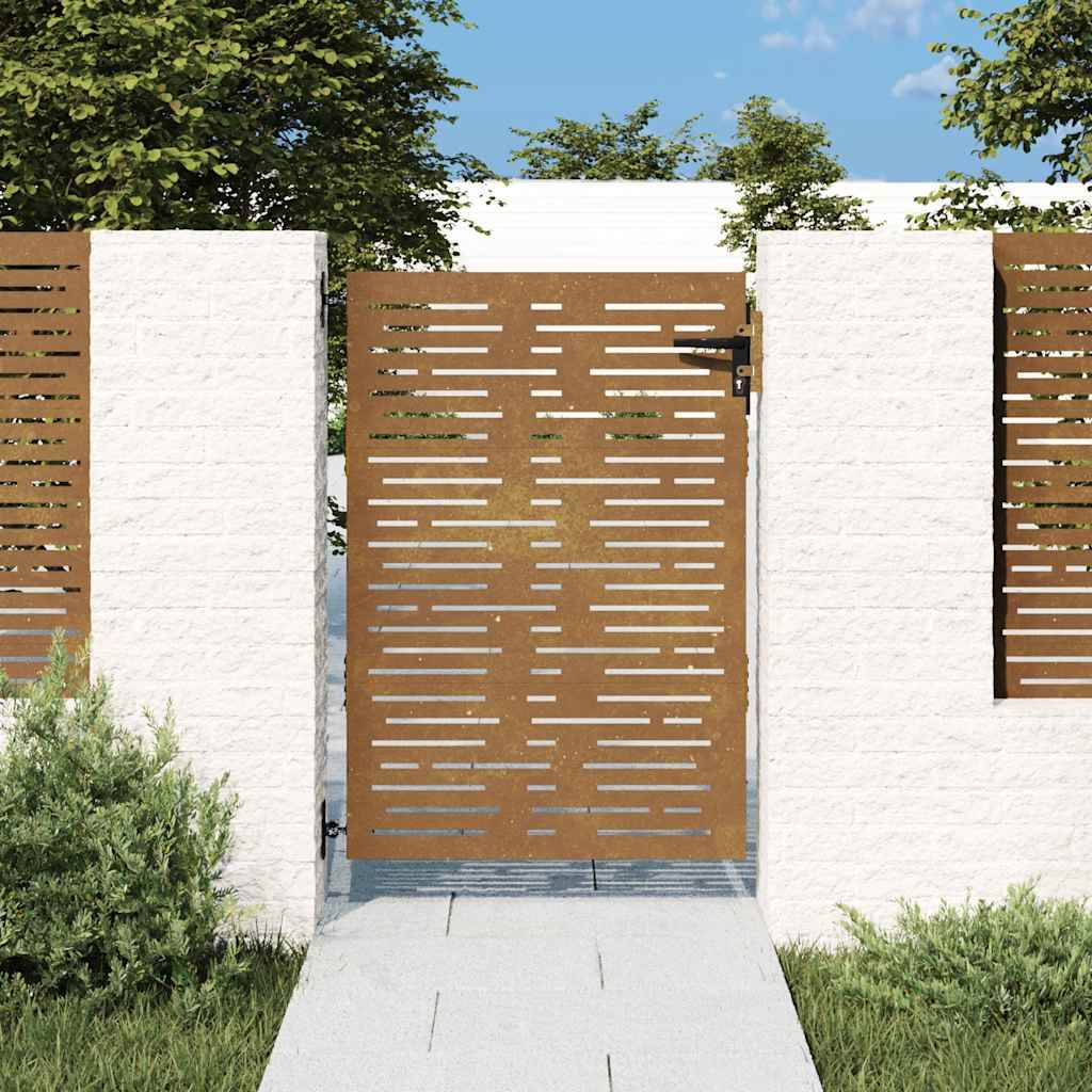 Cancello da giardino 85x125 cm in acciaio Corten design quadrato