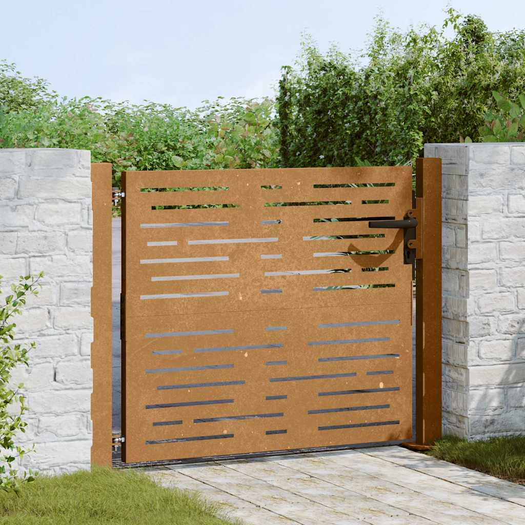 Cancello da giardino 100x75 cm in acciaio Corten design quadrato