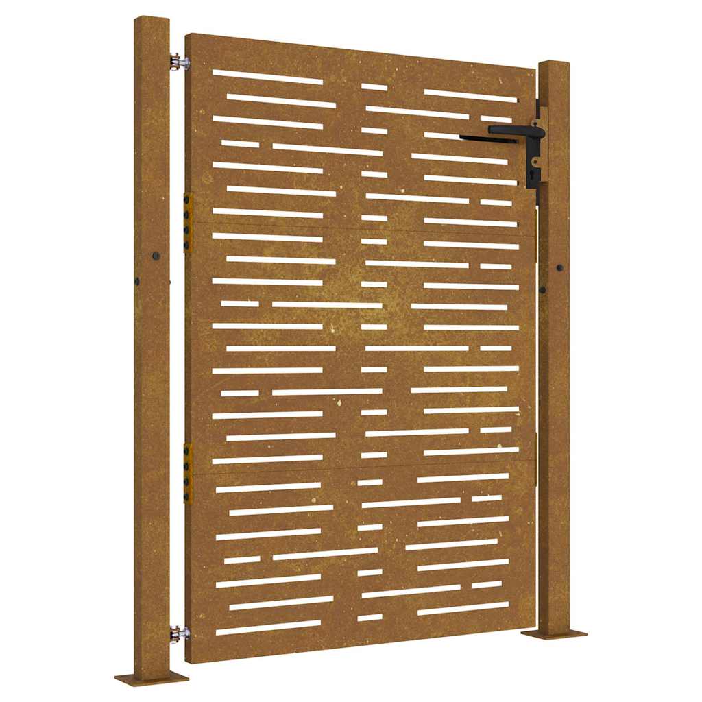 Cancello da giardino 100x125 cm in acciaio Corten design quadrato