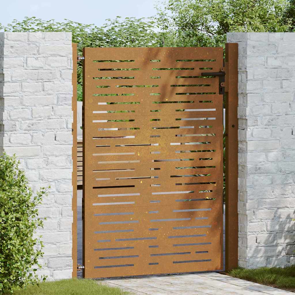 Cancello da giardino 100x125 cm in acciaio Corten design quadrato
