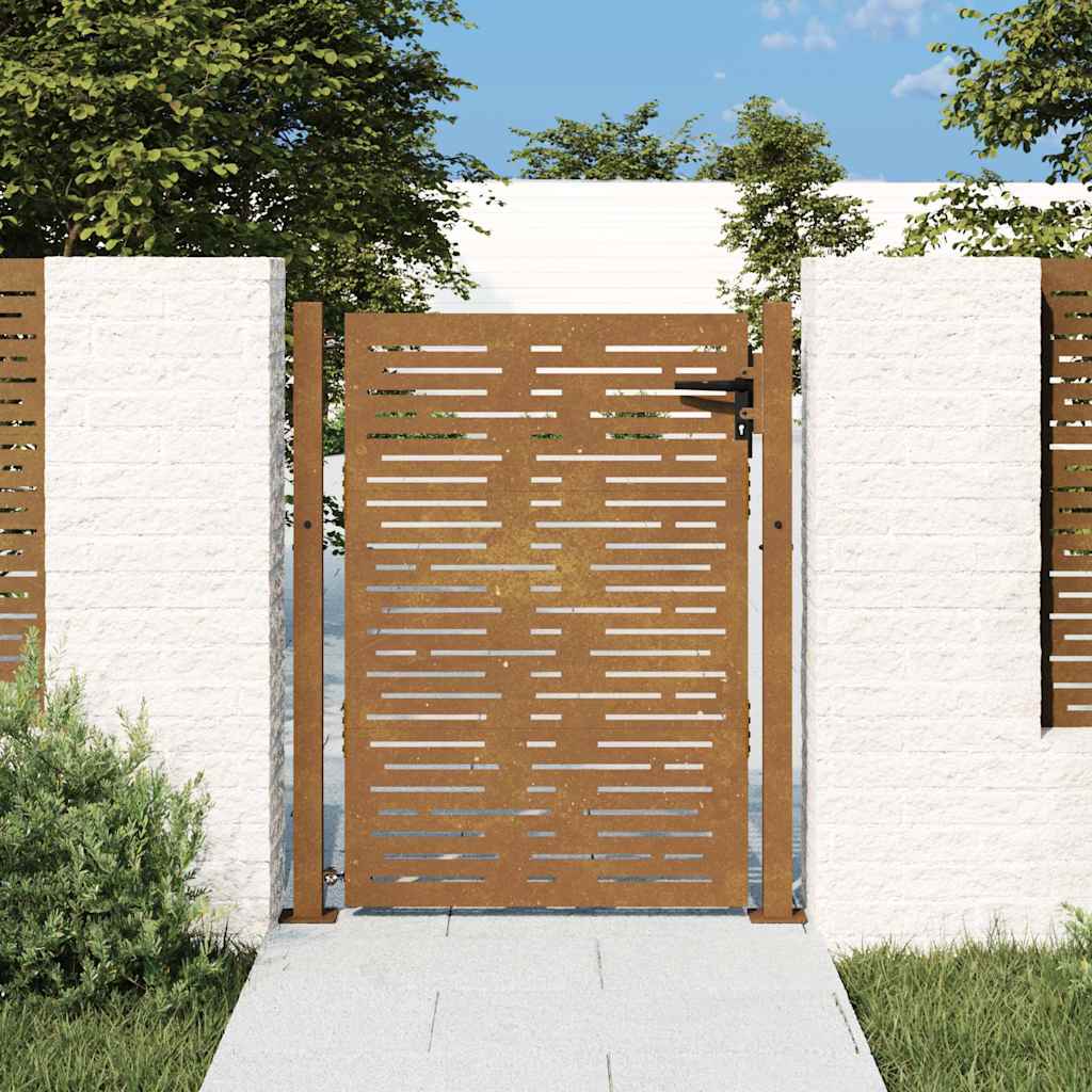 Cancello da giardino 100x125 cm in acciaio Corten design quadrato