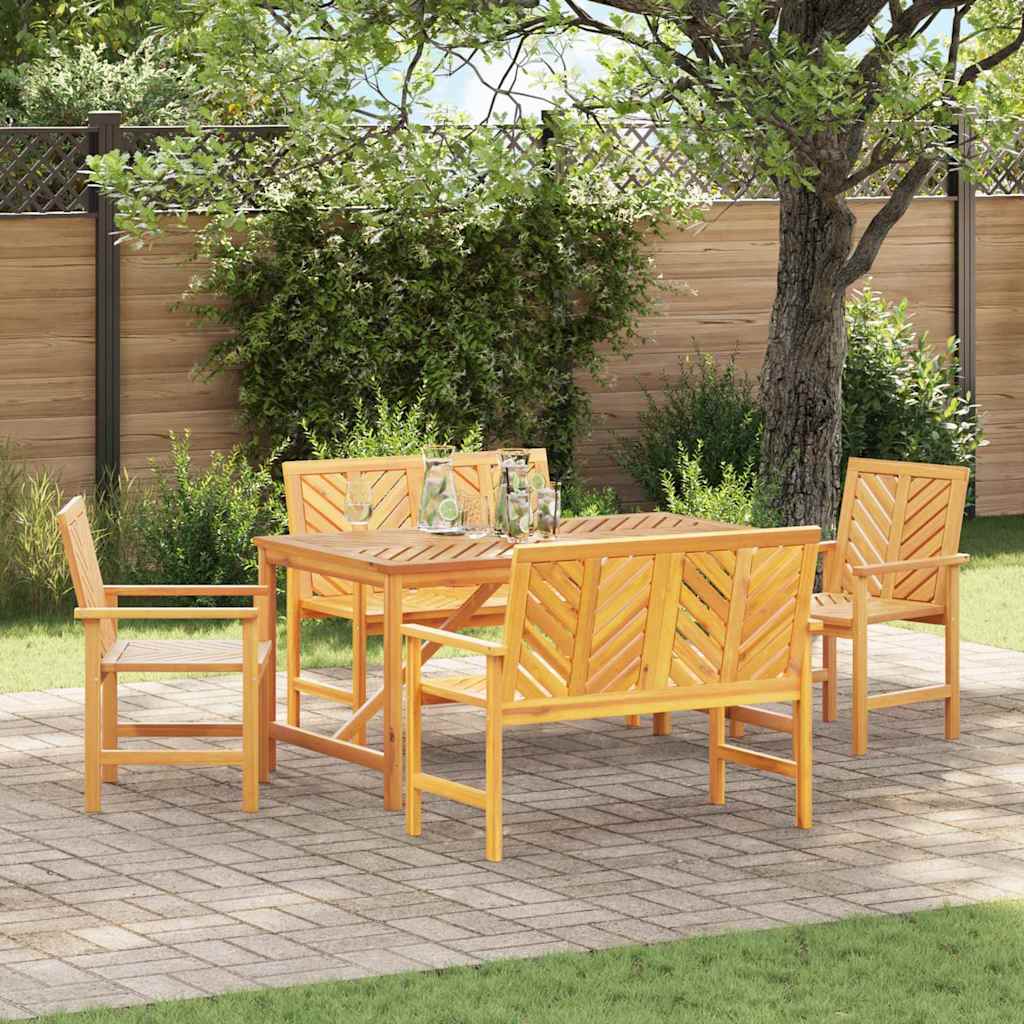 Set da Pranzo per Giardino 5 pz Marrone