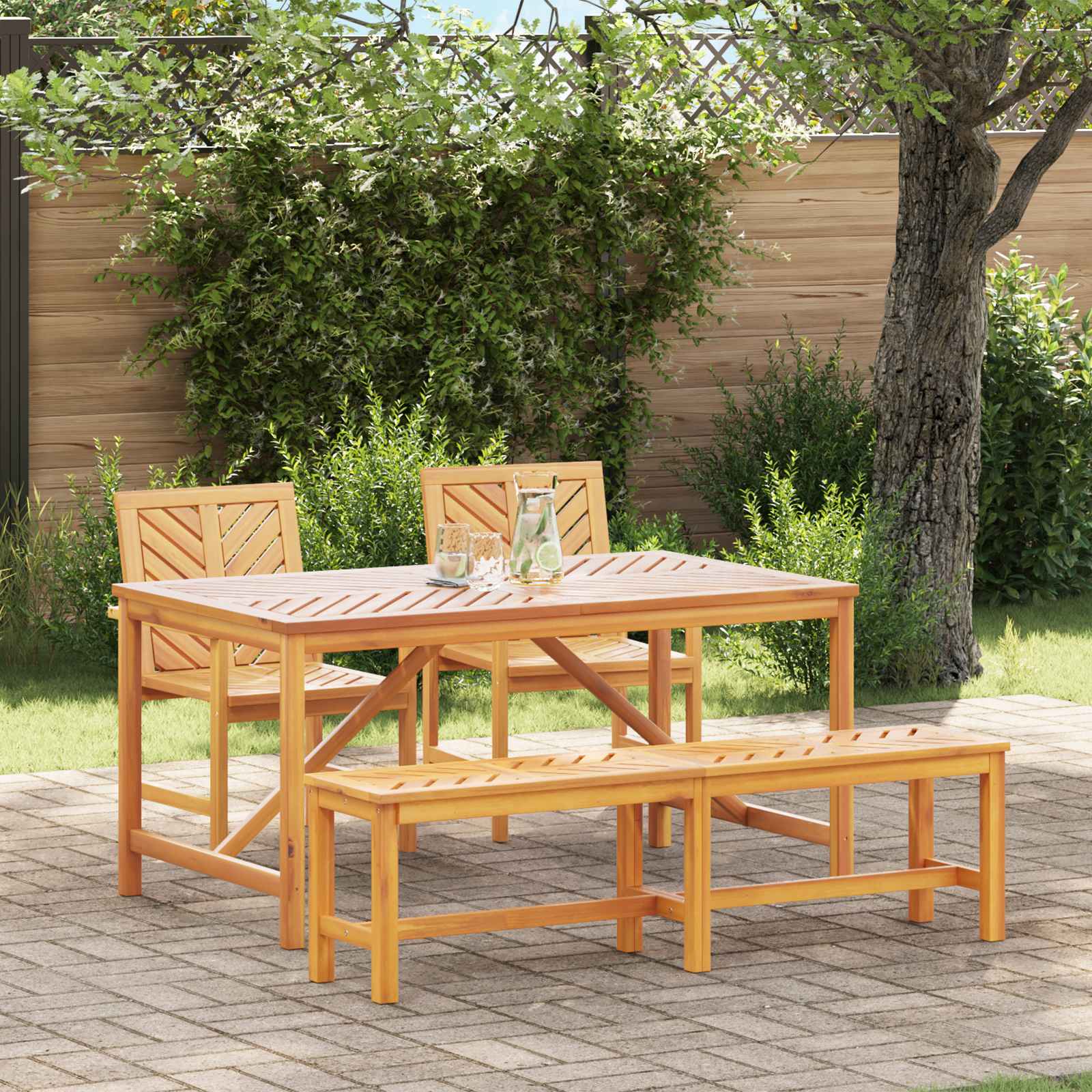 Set da Pranzo per Giardino 4 pz Marrone