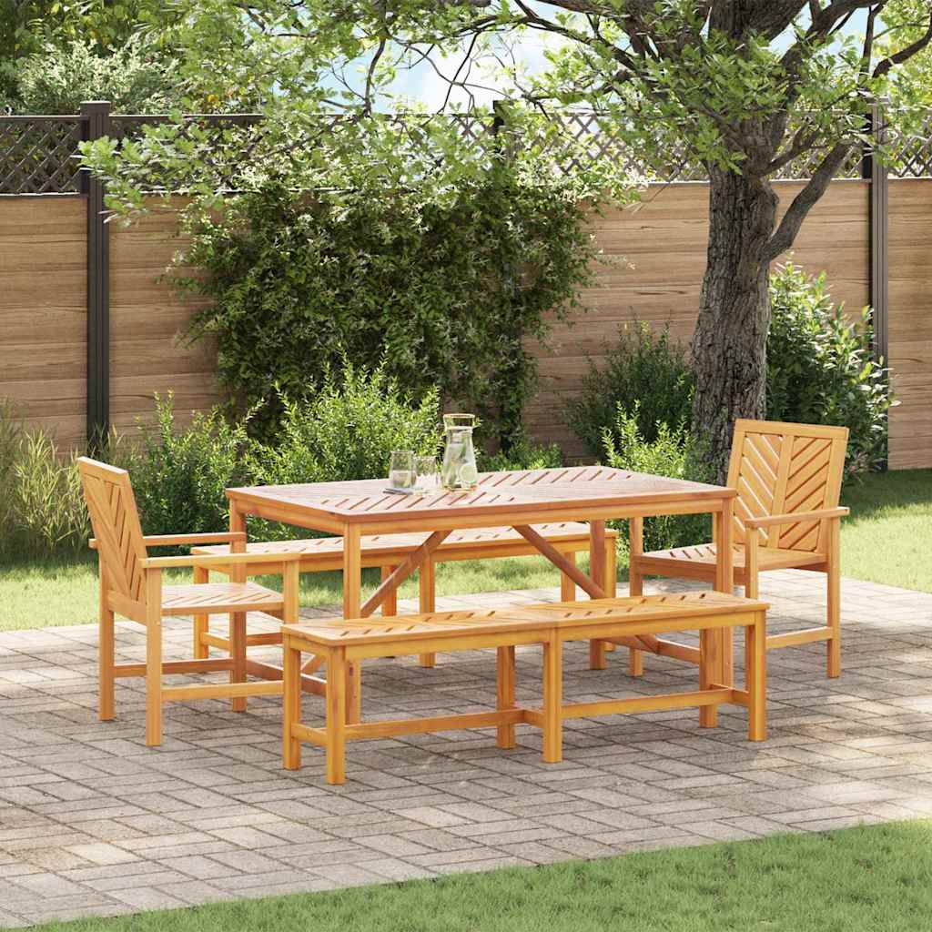 Set da Pranzo per Giardino 5 pz Marrone