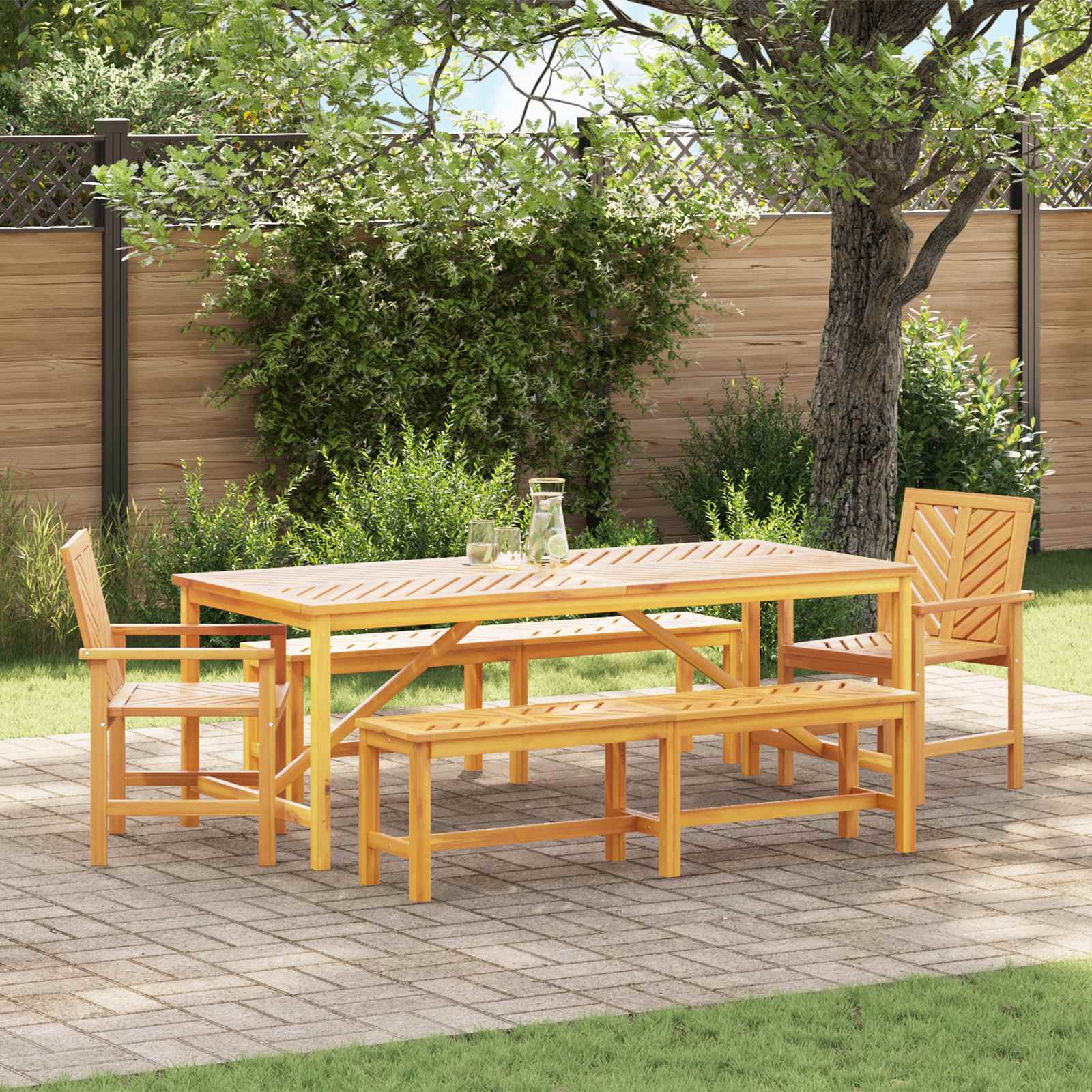 Set da Pranzo per Giardino 5 pz Marrone