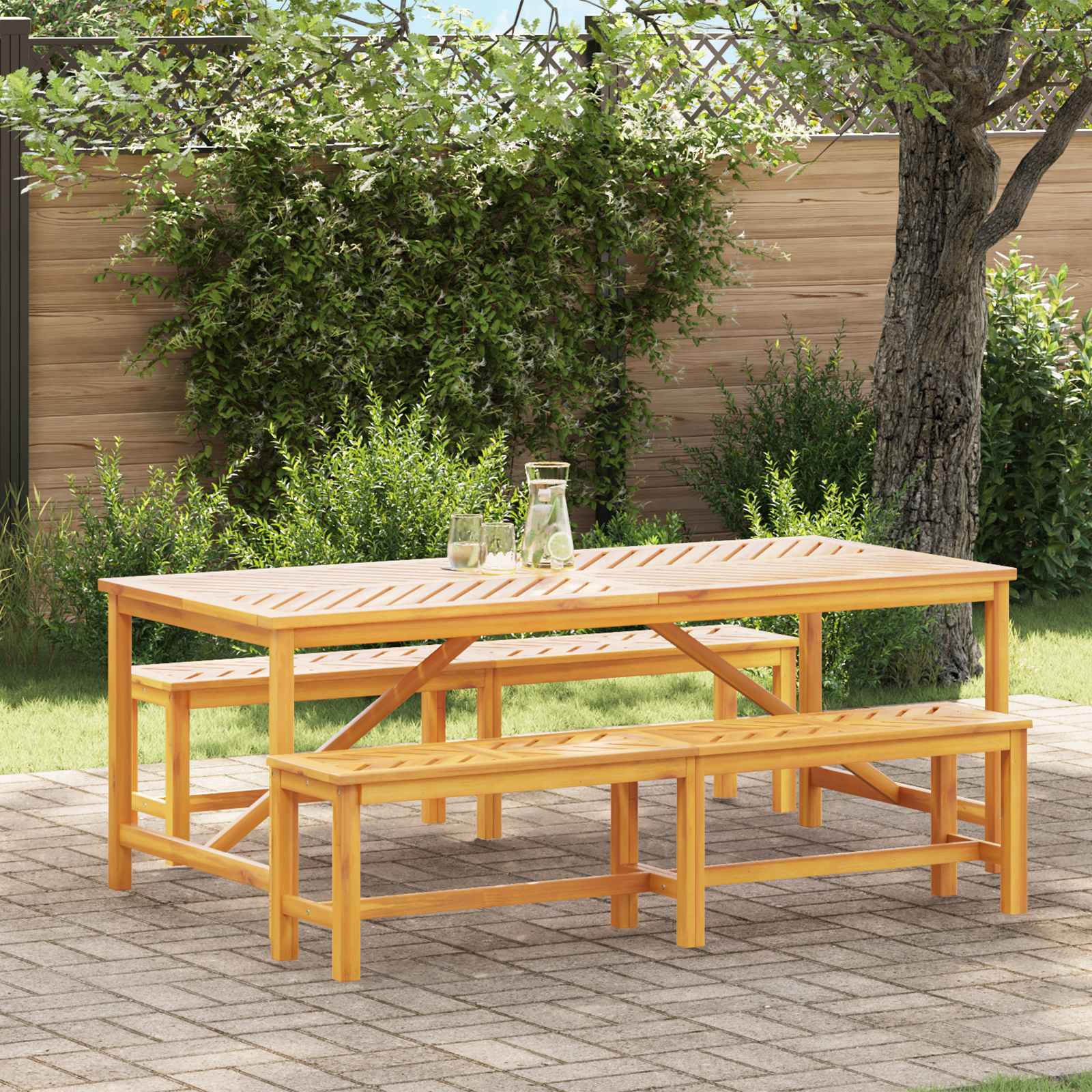 Set da Pranzo per Giardino 3 pz Marrone