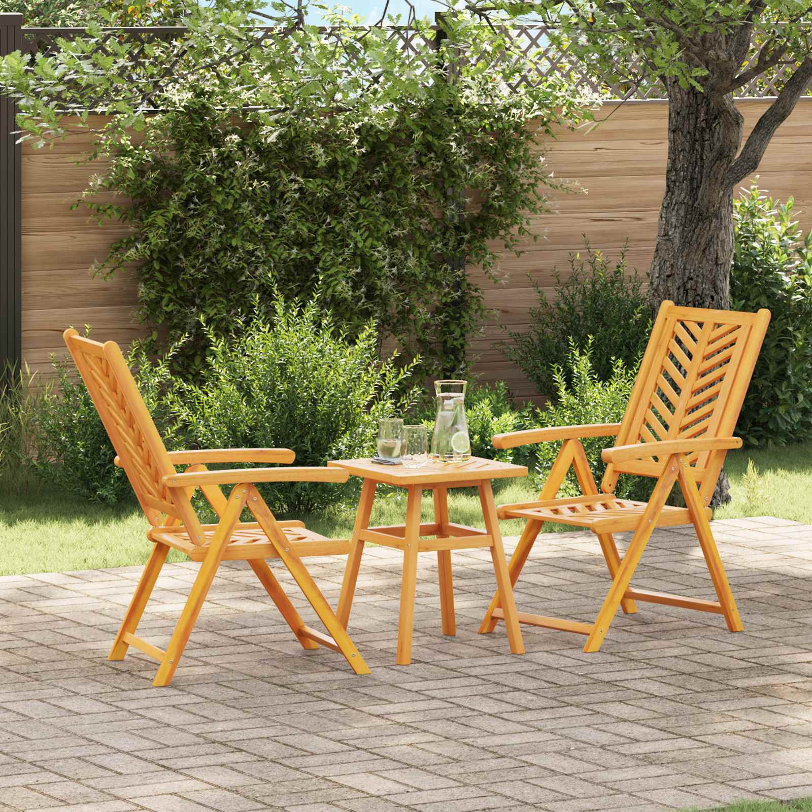 Set da Pranzo per Giardino 3 pz Marrone