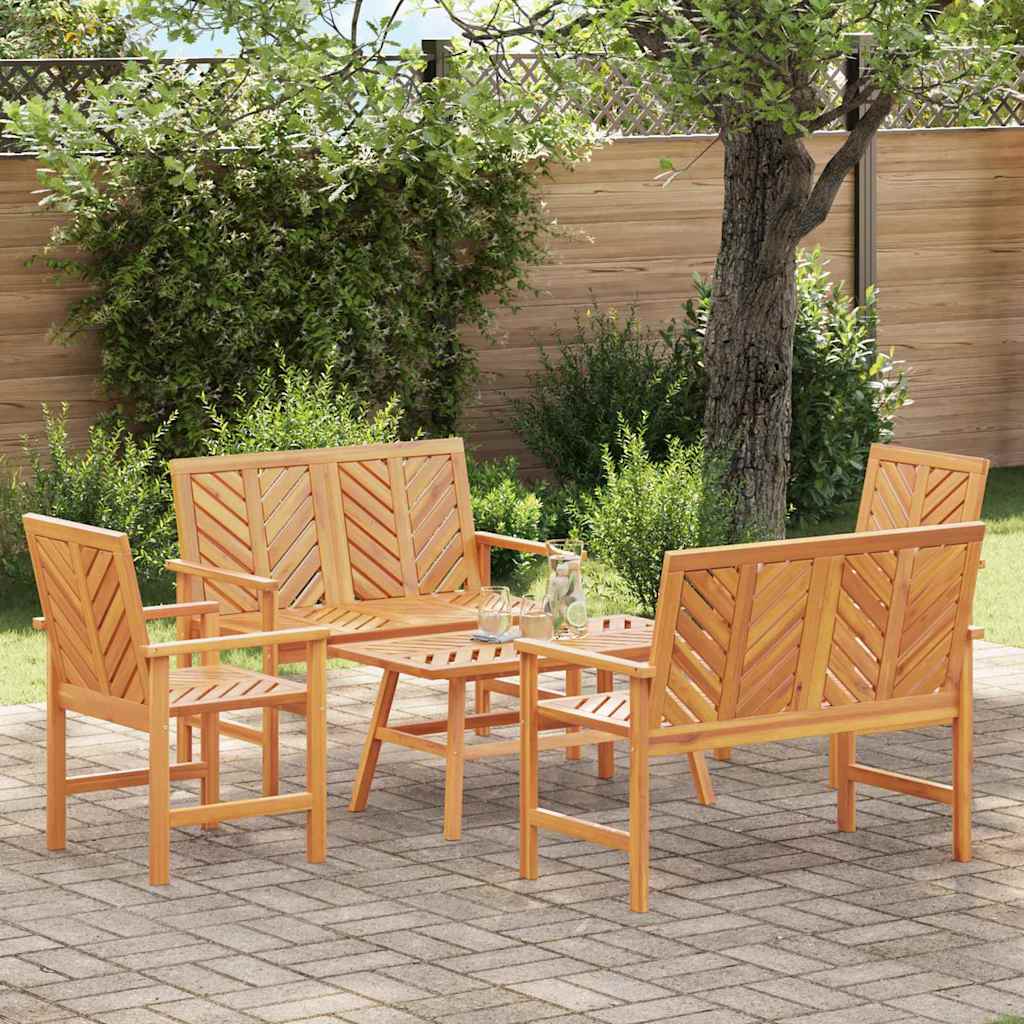 Set Lounge da Giardino 5 pz Marrone Legno di Acacia Massello