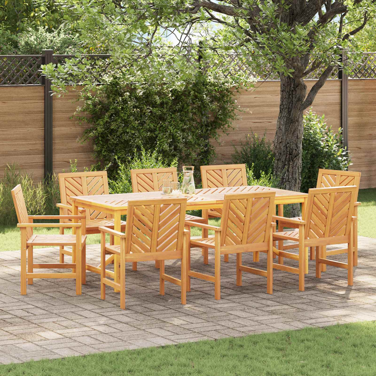 Sedia da pranzo 8 pz Naturale Legno di Acacia Massello