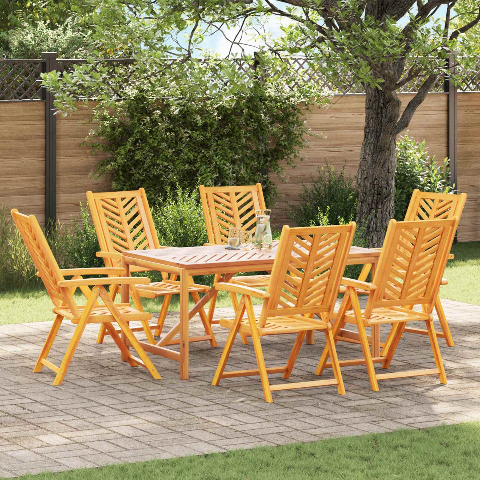 Sedia da Giardino 6 pz Marrone Legno di Acacia Massello