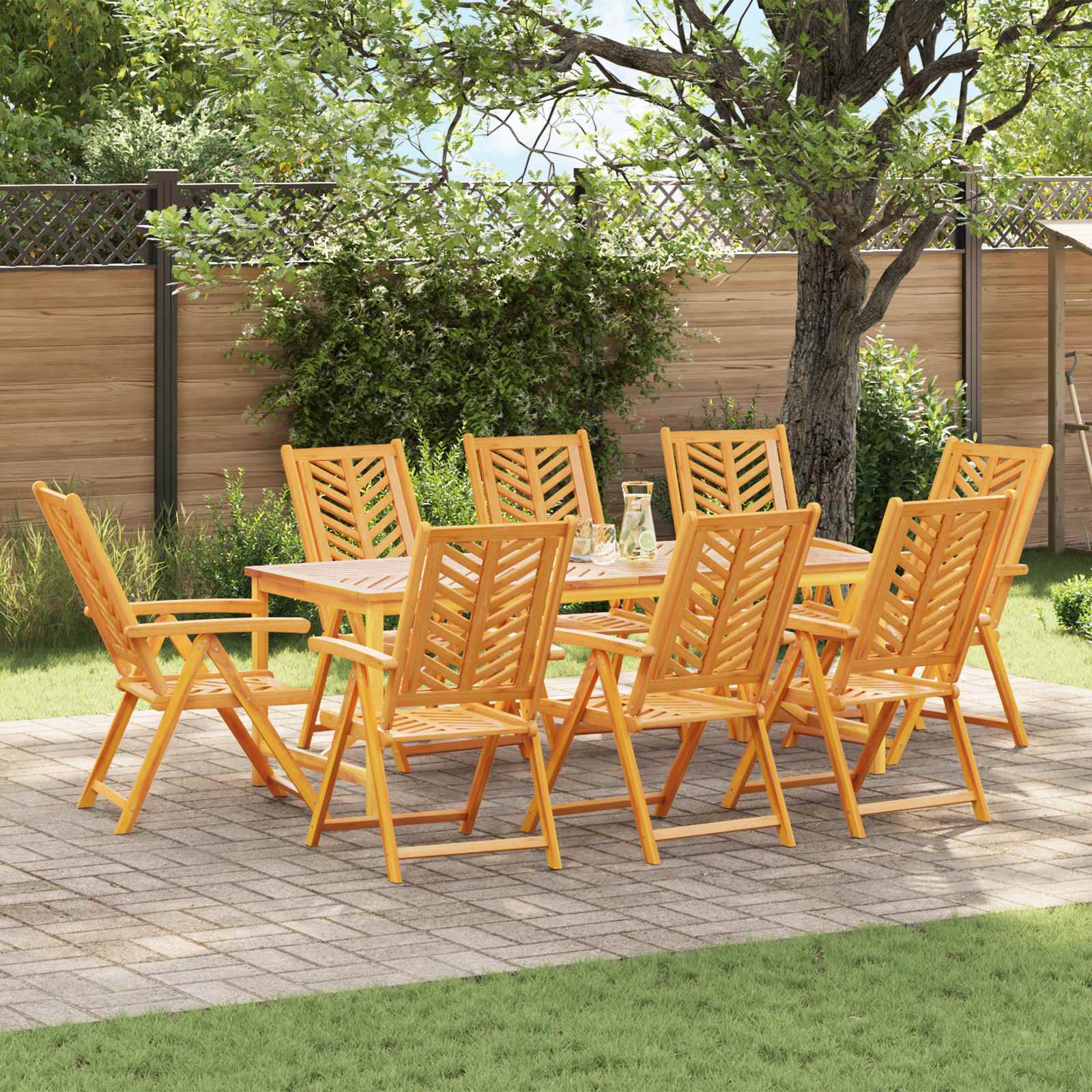 Sedia da Giardino 8 pz Marrone Legno di Acacia Massello
