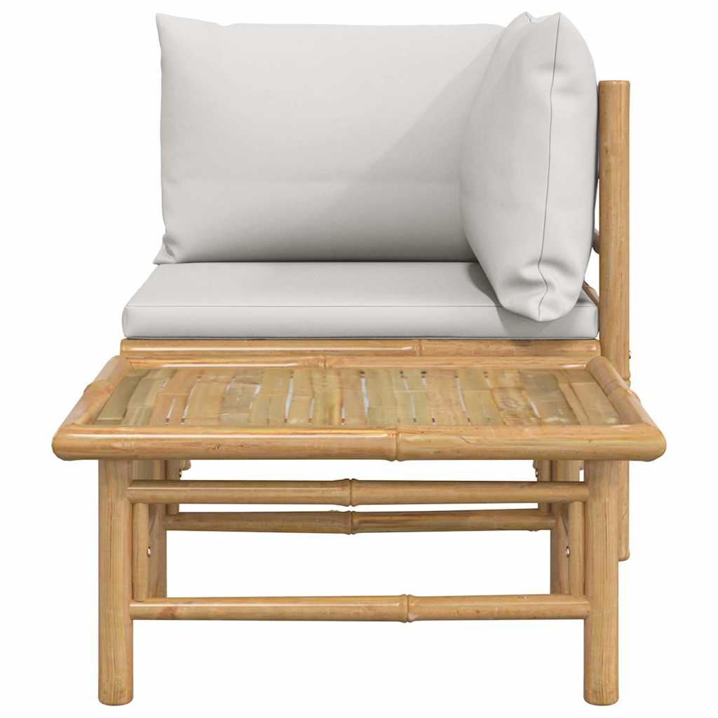 Set Salotto da Giardino 2pz con Cuscini Grigio Chiaro Bambù