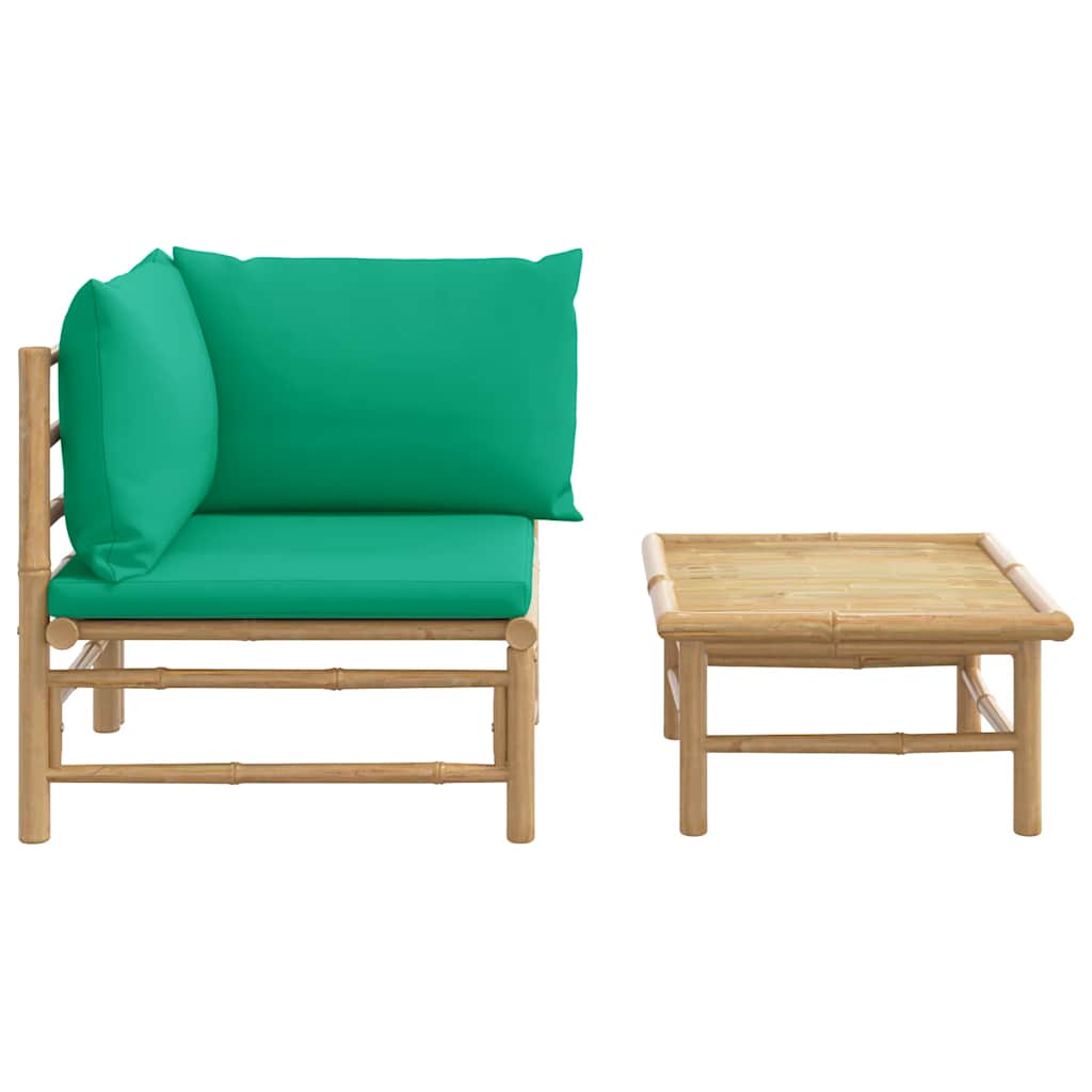 Set Salotto da Giardino 2pz con Cuscini Verdi Bambù