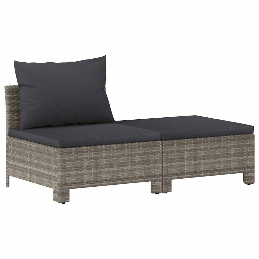Set da giardino 2 pezzi con cuscini grigio in polyrattan