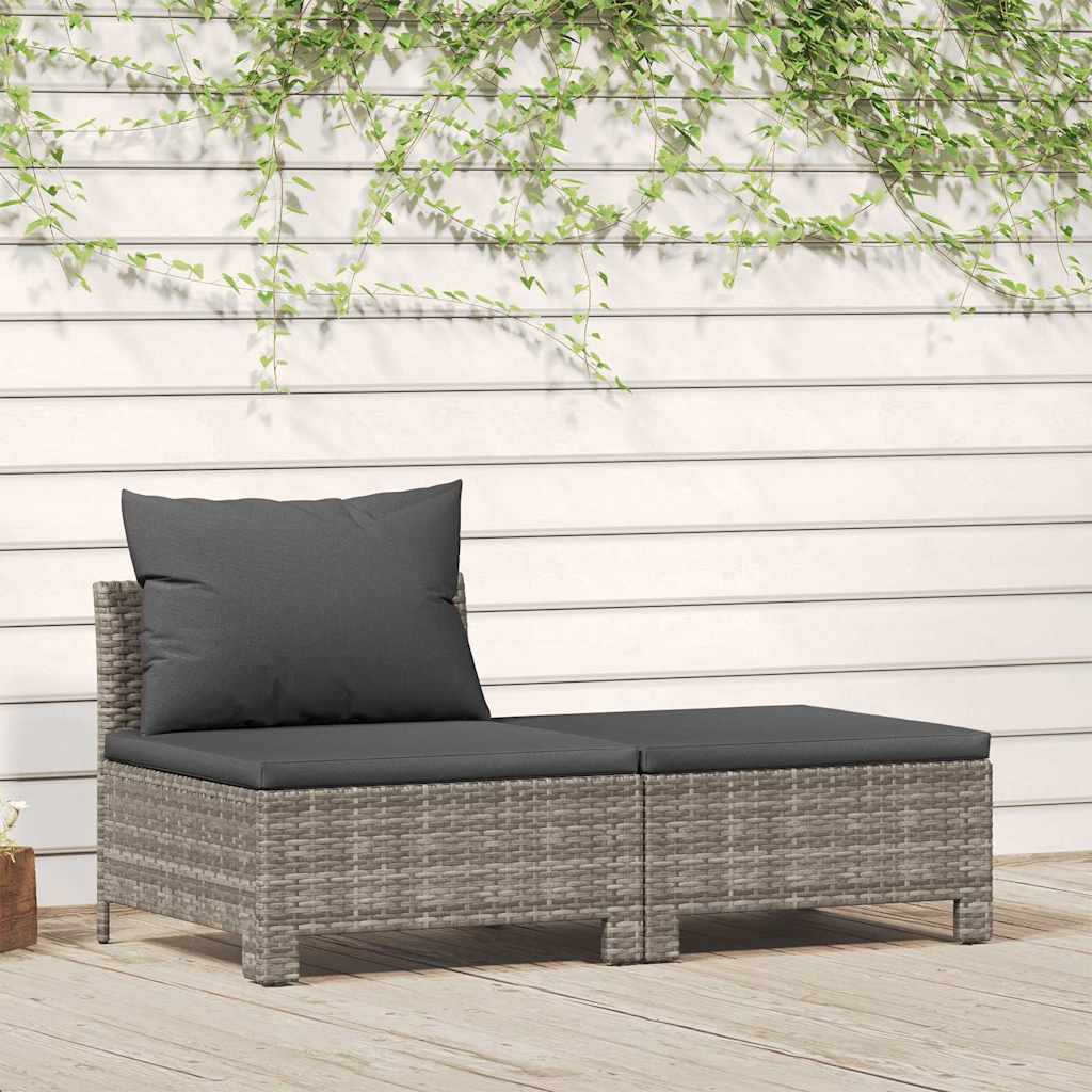 Set da giardino 2 pezzi con cuscini grigio in polyrattan