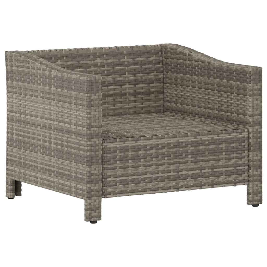 Poltrona da giardino con cuscino grigio in polyrattan