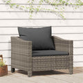 Poltrona da giardino con cuscino grigio in polyrattan