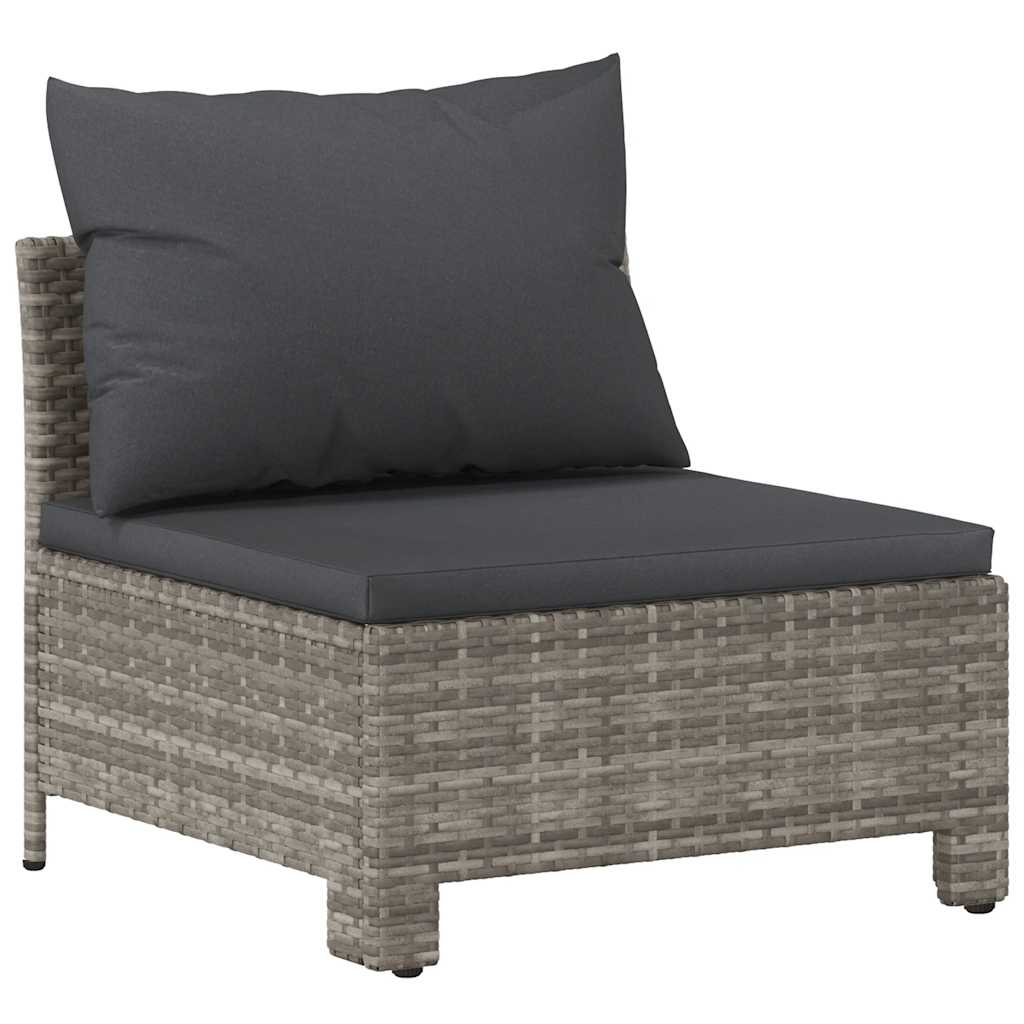 Divano da giardino centrale con cuscino grigio in polyrattan