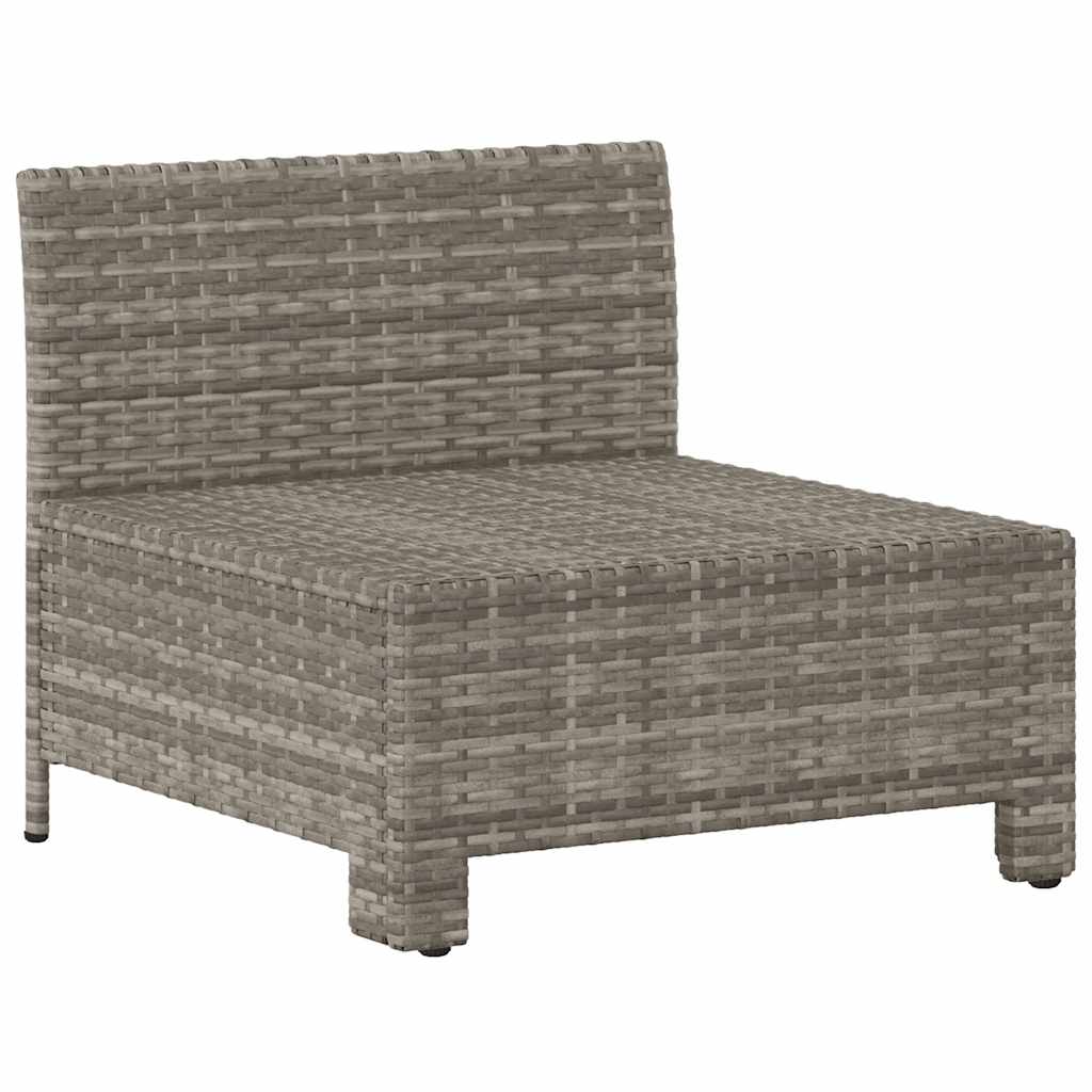 Divano da giardino centrale con cuscino grigio in polyrattan