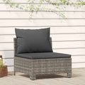 Divano da giardino centrale con cuscino grigio in polyrattan