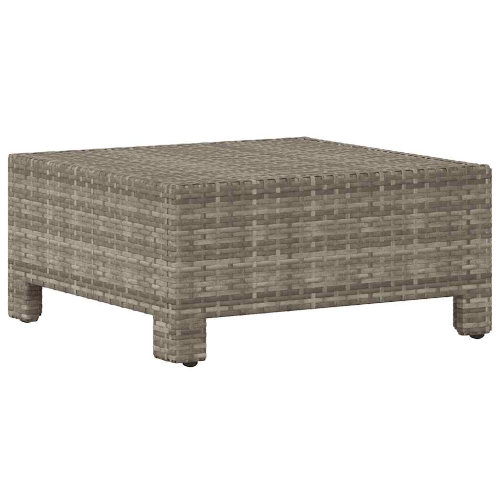 Poggiapiedi da giardino con cuscino grigio in polyrattan