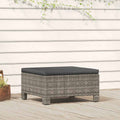 Poggiapiedi da giardino con cuscino grigio in polyrattan
