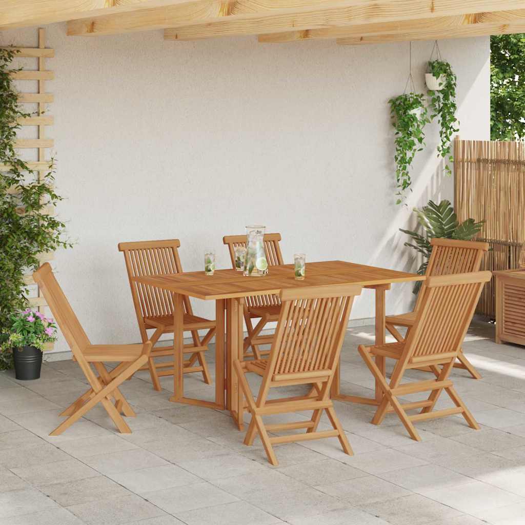 Set da Pranzo per Giardino 7 pz Marrone Legno di teak solido
