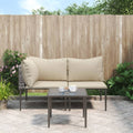 Set Divani da Giardino 3 pz con Cuscini in Polyrattan Grigio