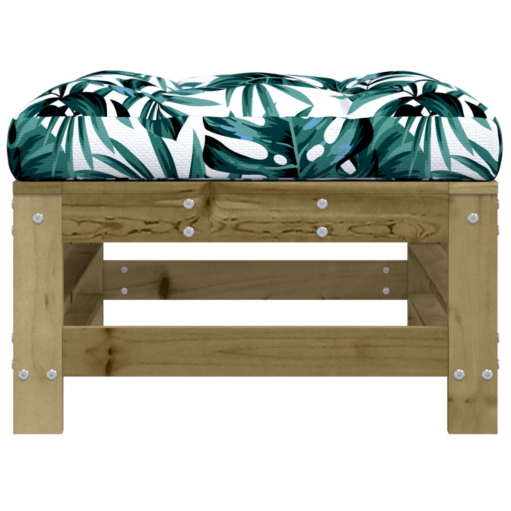 Poggiapiedi da Giardino con Cuscino in Legno Impregnato di Pino