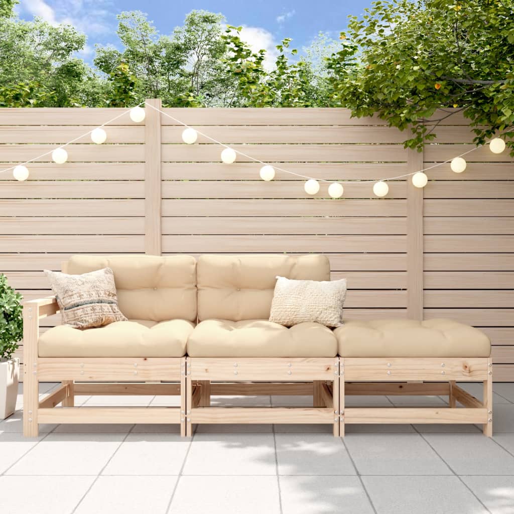 Set Salotto da Giardino 3 pz in Legno Massello di Pino