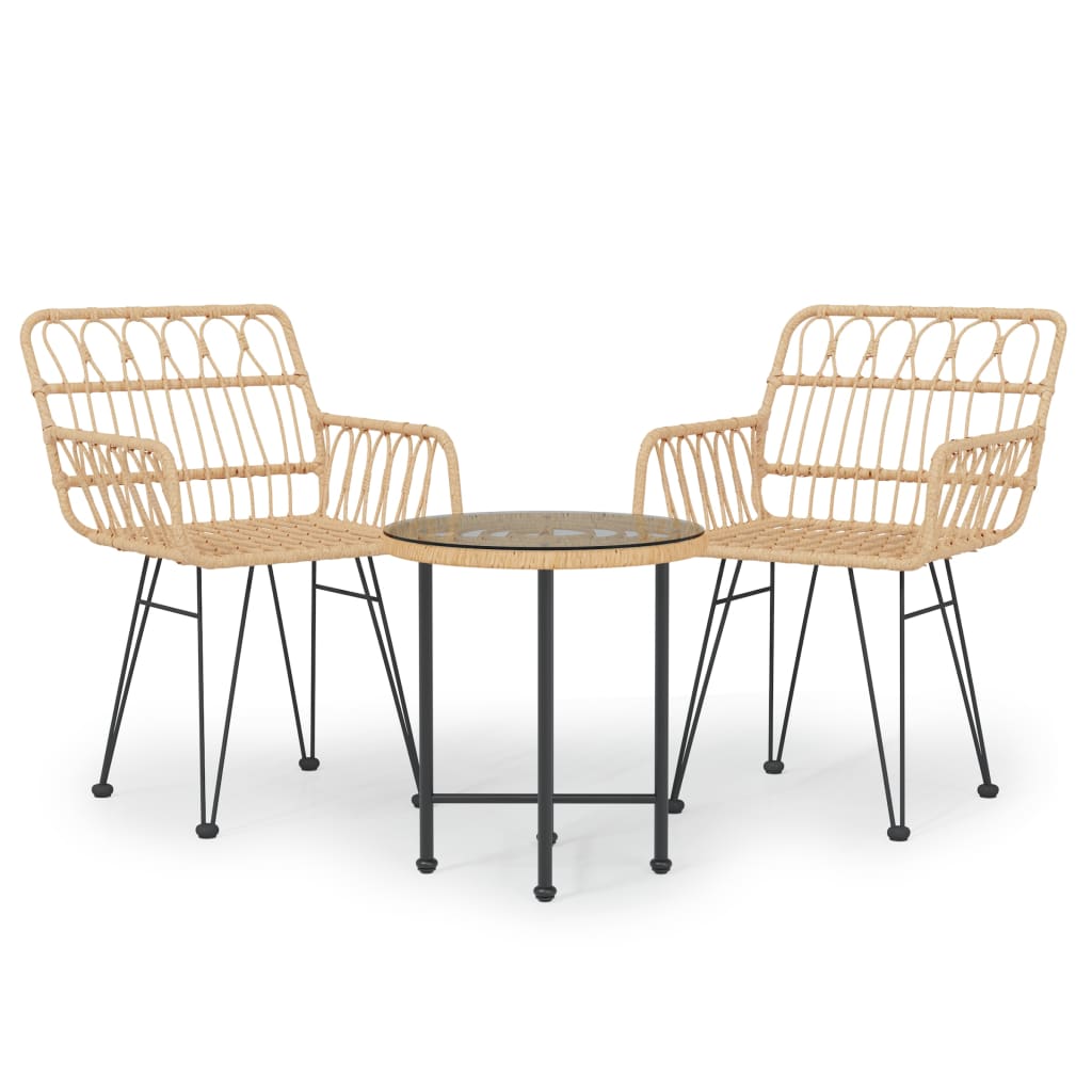 Set da Pranzo da Giardino 3 pz in Polyrattan