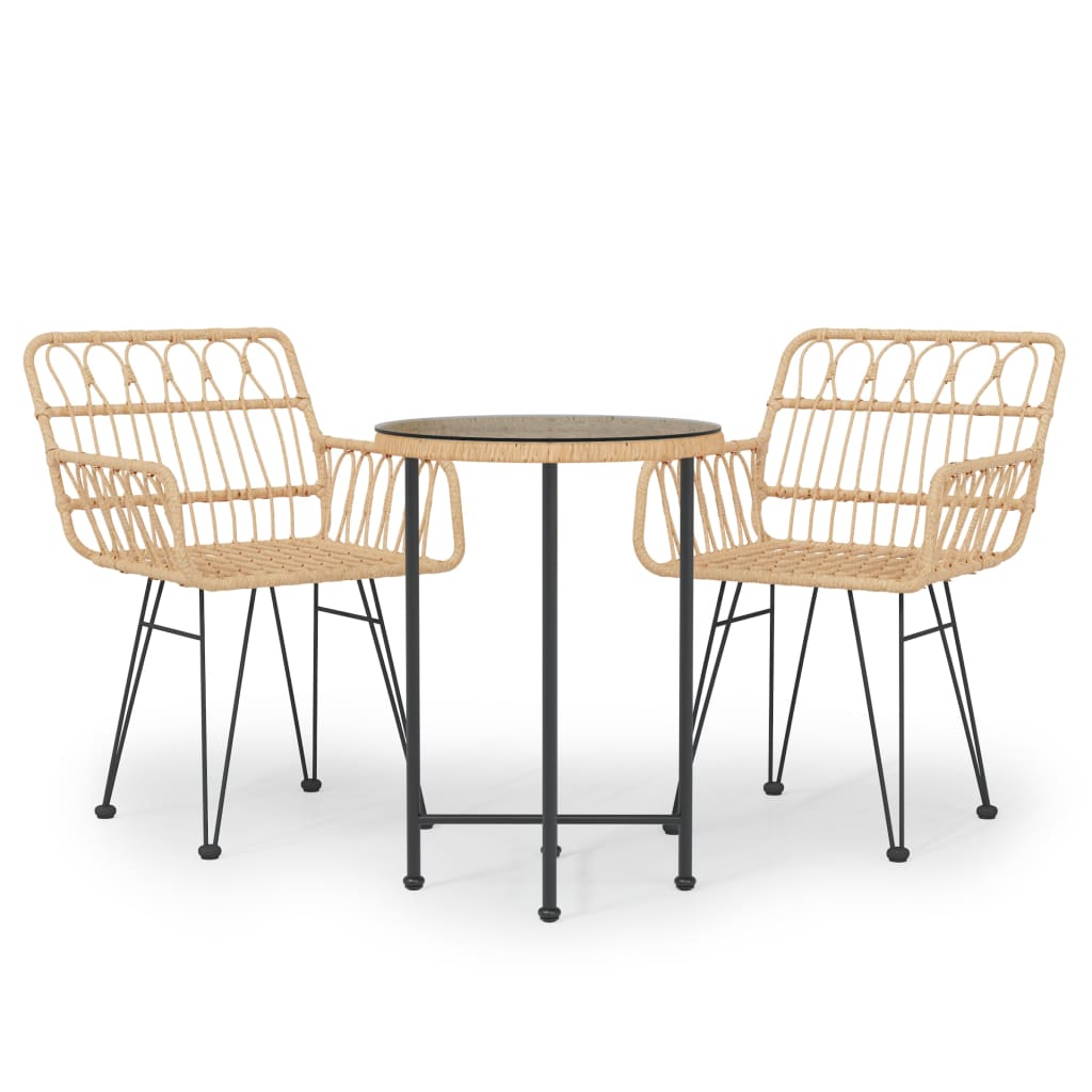 Set da Pranzo da Giardino 3 pz in Polyrattan