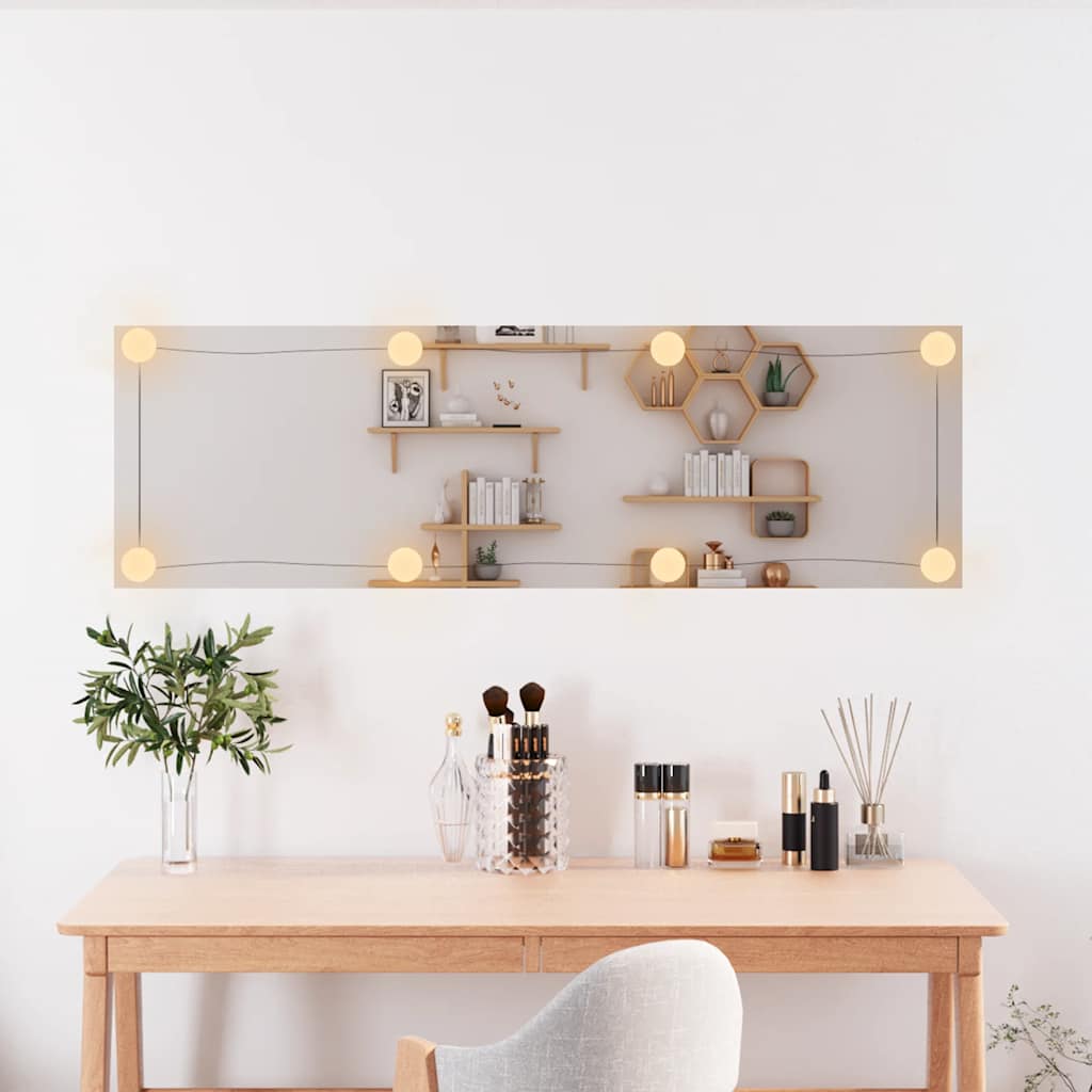 Specchio da Parete con Luci LED 30x100 cm Vetro Rettangolare