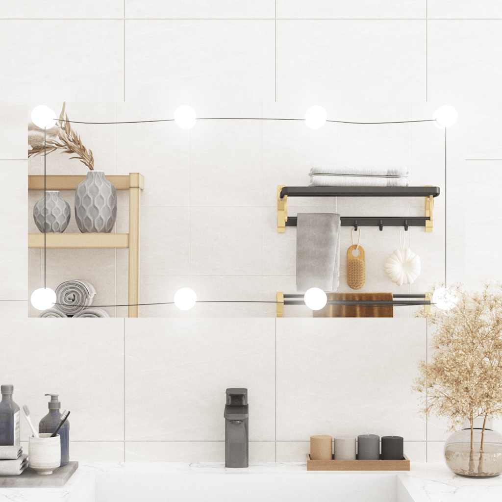 Specchio da Parete con Luci LED 40x80 cm Vetro Rettangolare