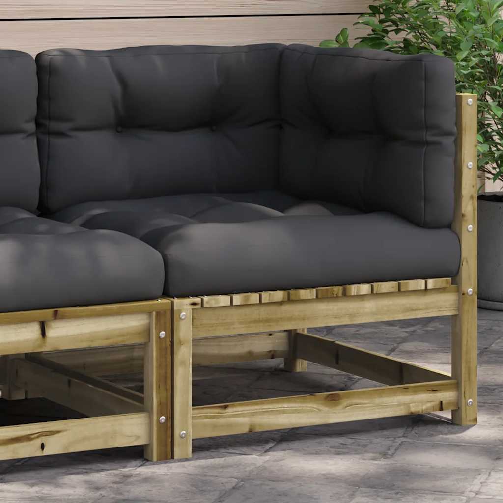 Divano Angolare da Giardino con Cuscini Legno Impregnato Pino