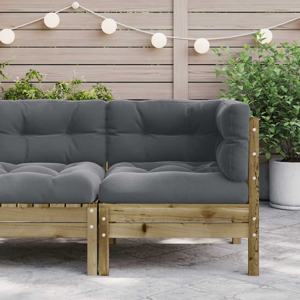 Divano Angolare da Giardino con Cuscini Legno Impregnato Pino