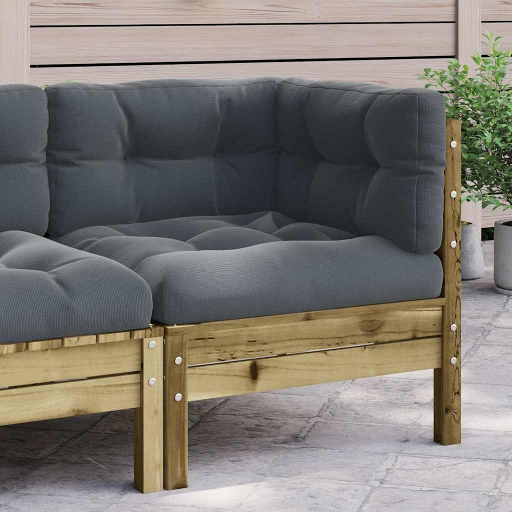 Divano Angolare da Giardino con Cuscini Legno Impregnato Pino