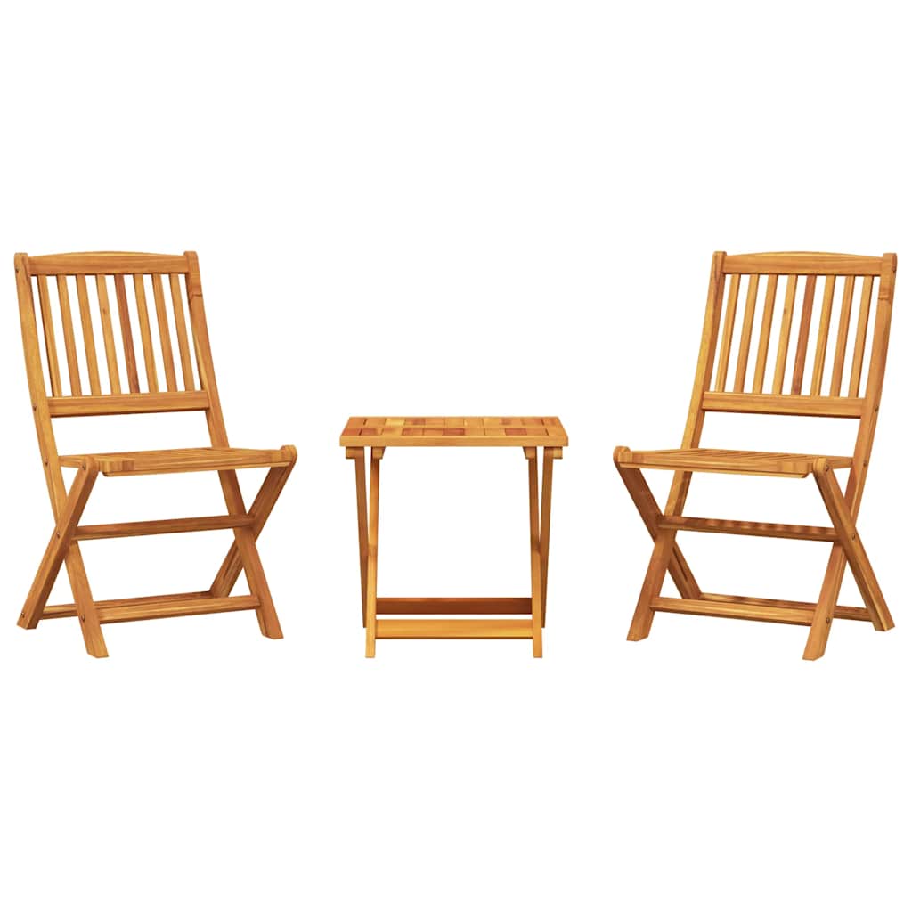 Set da Pranzo da Giardino Pieghevole 3 pz in Massello di Acacia