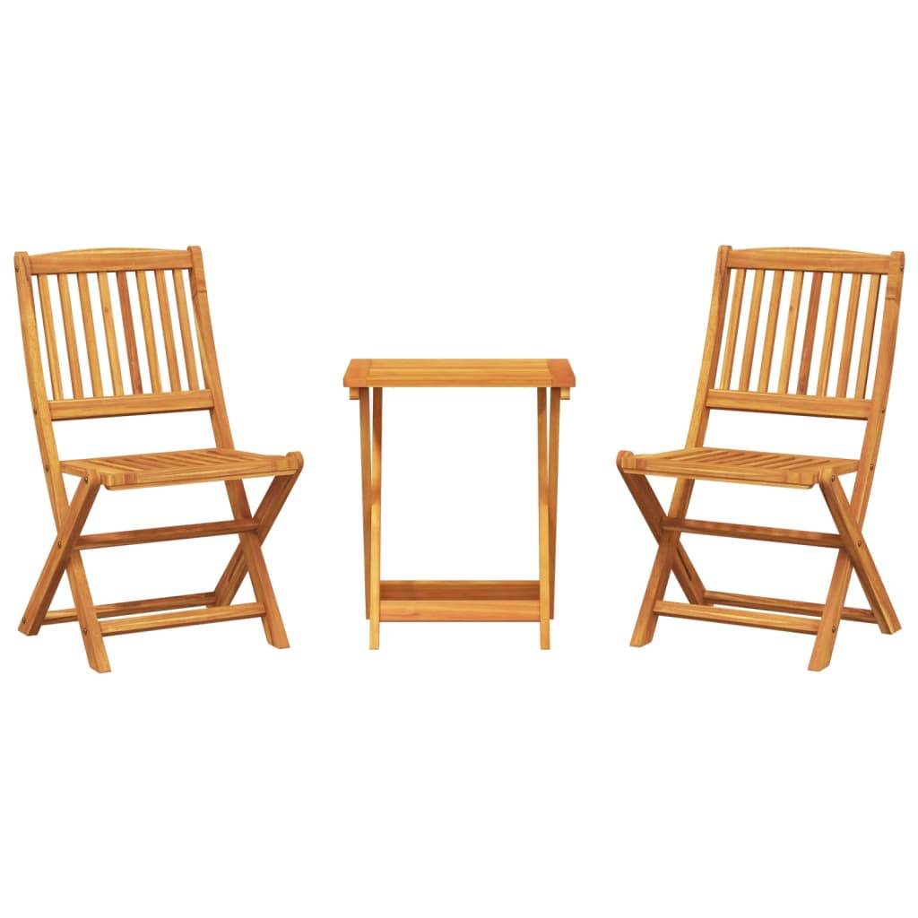 Set da Pranzo da Giardino Pieghevole 3 pz in Massello di Acacia