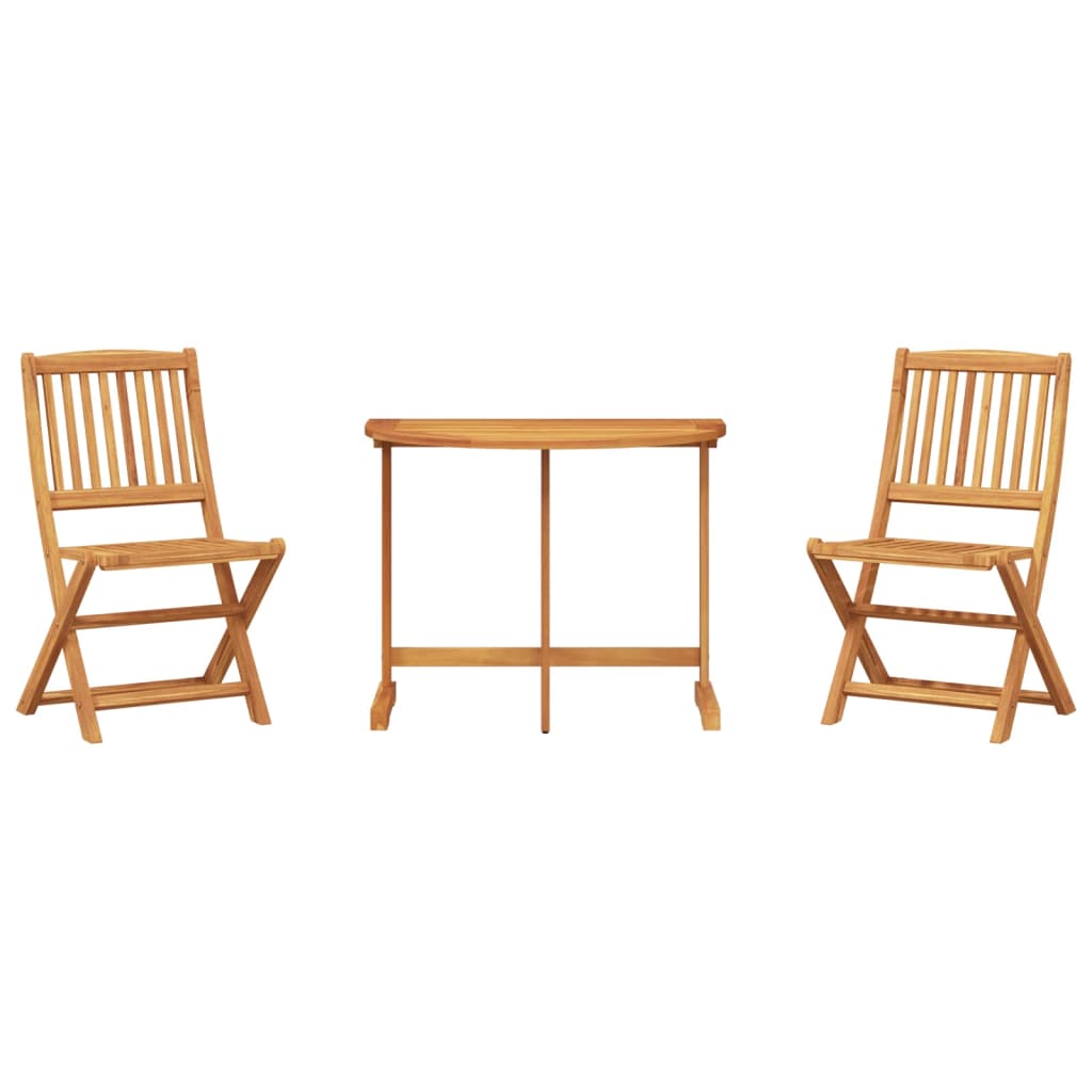Set da Pranzo da Giardino Pieghevole 3 pz in Massello di Acacia