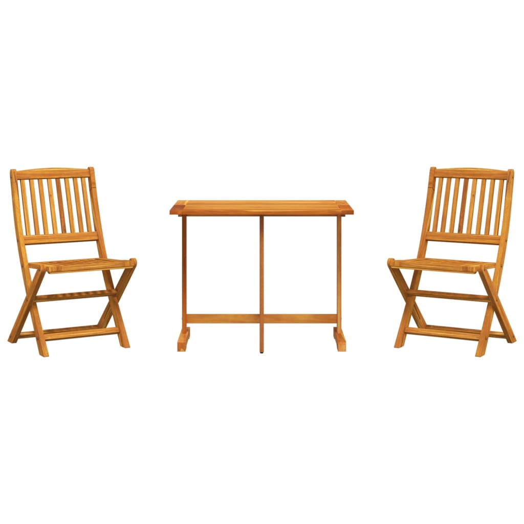 Set da Pranzo da Giardino Pieghevole 3 pz in Massello di Acacia