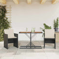 Set da Bistrò 3 pz con Cuscini Nero in Polyrattan