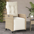 Sedia Reclinabile da Giardino con Poggiapiedi Beige Polyrattan