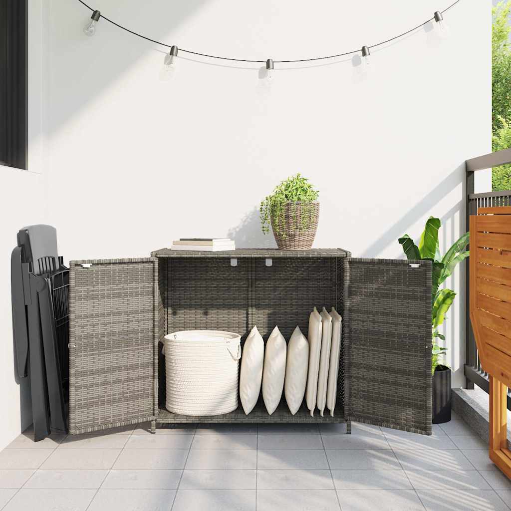 Armadietto Portaoggetti Giardino Grigio 83x45x76 cm Polyrattan