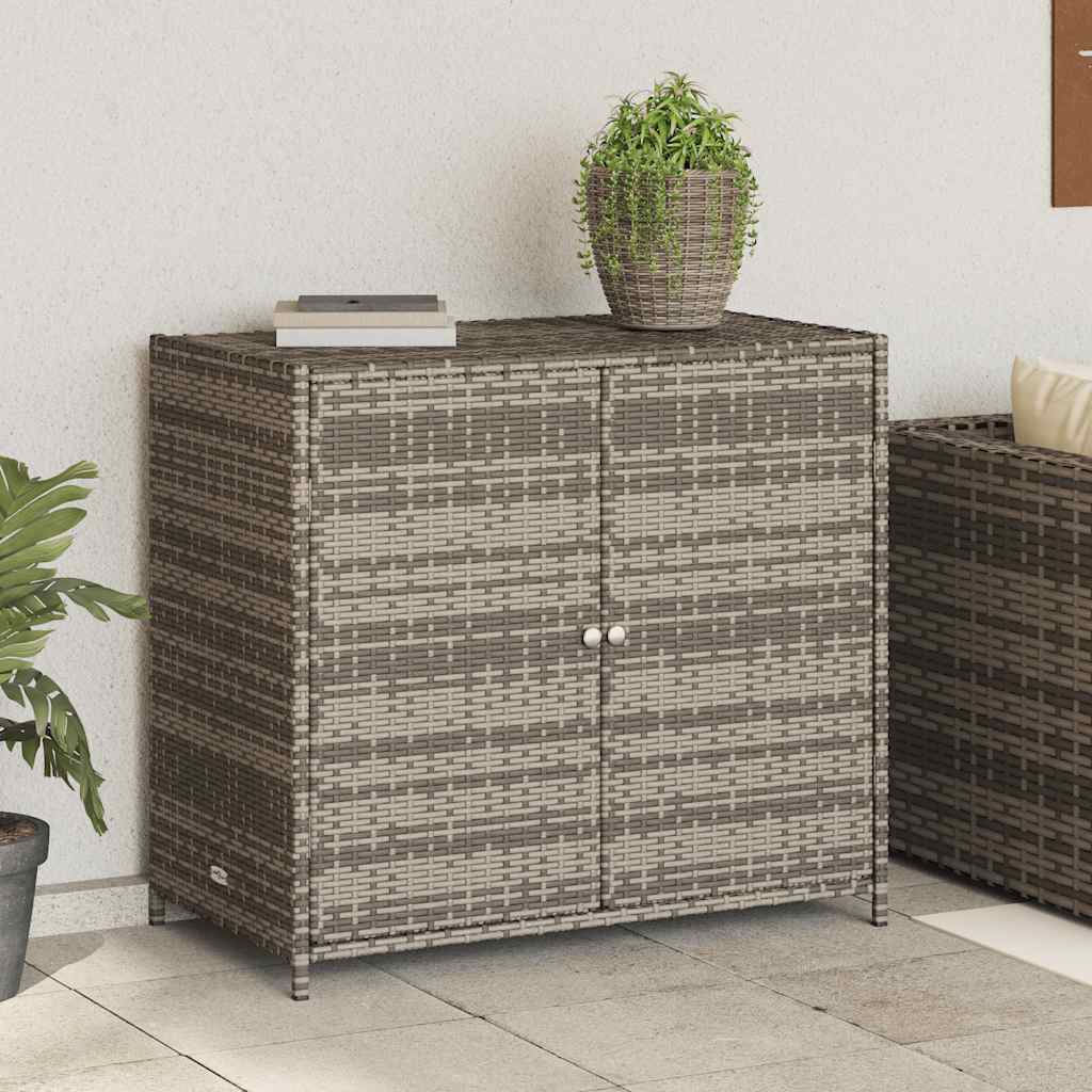 Armadietto Portaoggetti Giardino Grigio 83x45x76 cm Polyrattan