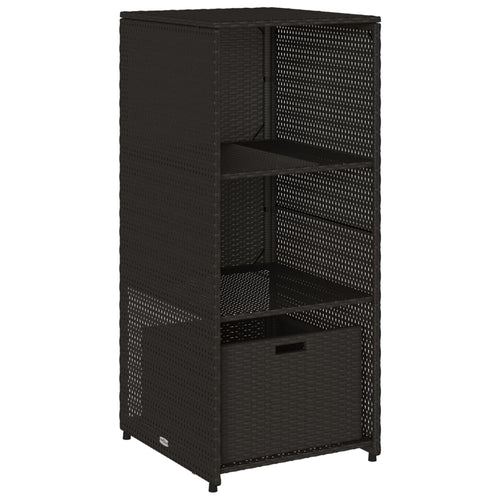 Armadietto Portaoggetti da Giardino Nero 50x55x115cm Polyrattan